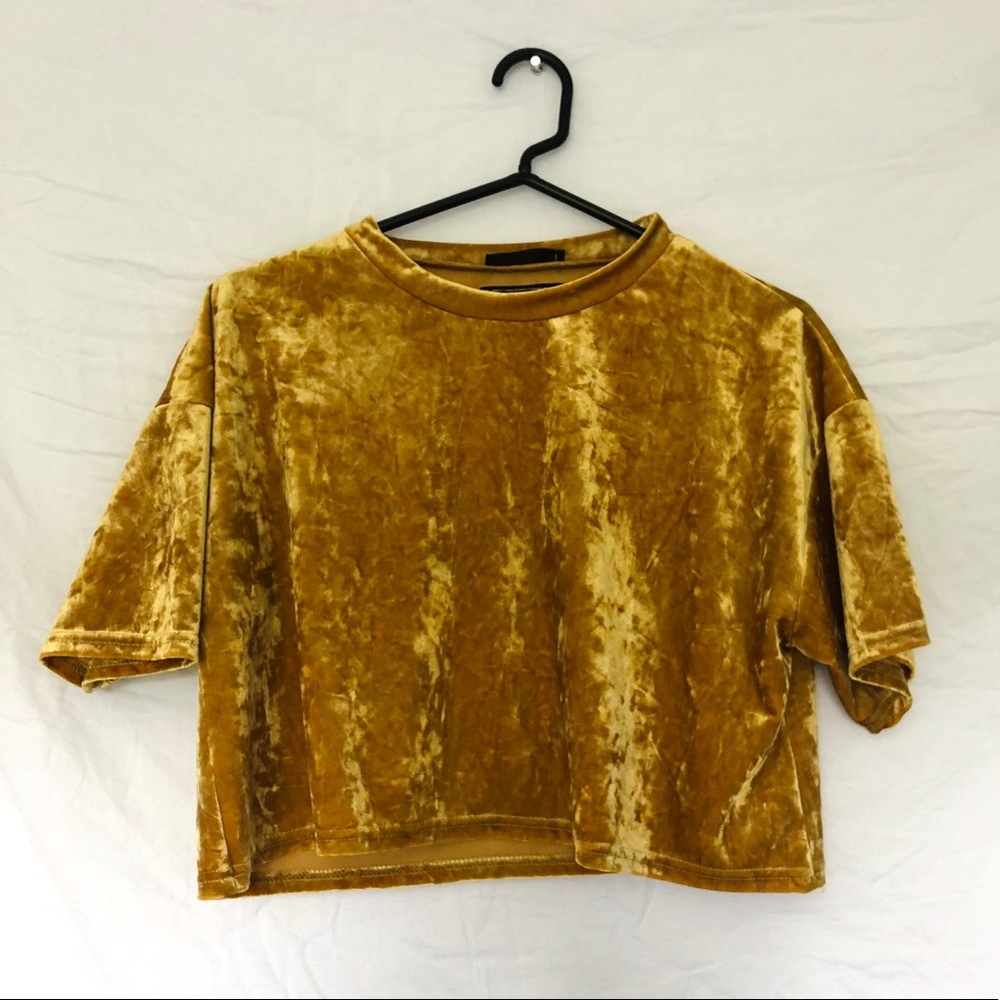 Gold velvet cropped top